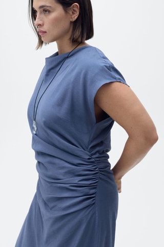 Robe droite drapée - Bleu