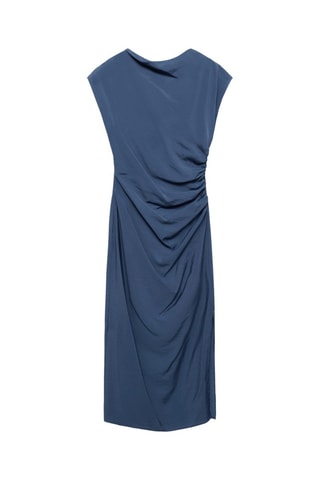 Robe droite drapée - Bleu