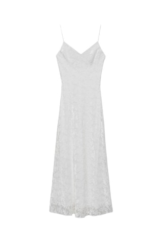 Robe dévorée à fleurs - Ecru