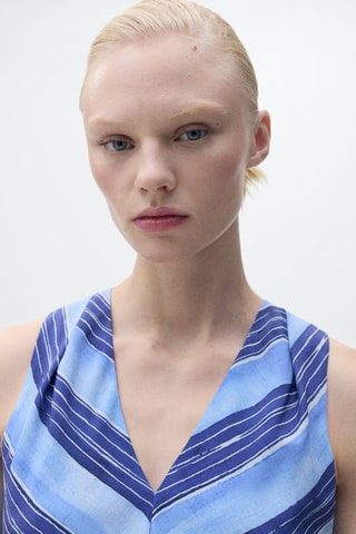 Robe évasée rayures - Bleu