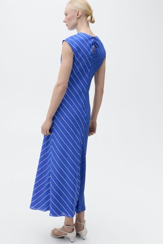 Robe évasée rayures combinées - Bleu