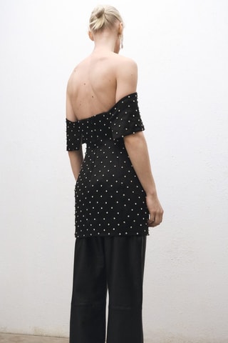 Robe bustier avec ornements brillants - Noir