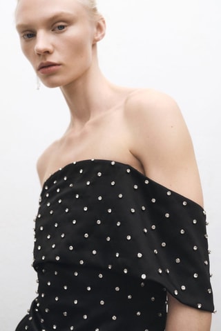 Robe bustier avec ornements brillants - Noir