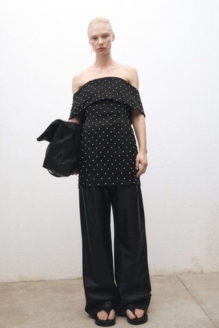 Robe bustier avec ornements brillants - Noir