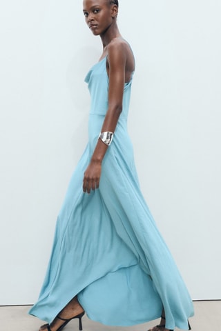 Robe asymétrique effet froissé - Bleu ciel