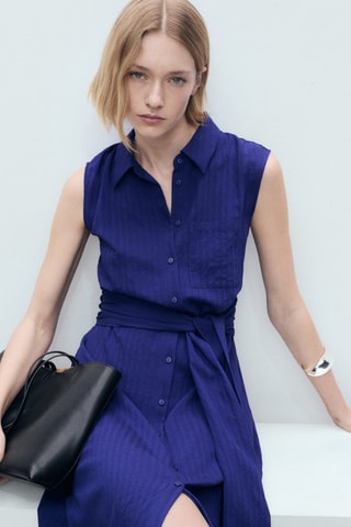 Robe chemisier nœud - Bleu