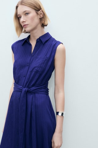 Robe chemisier nœud - Bleu