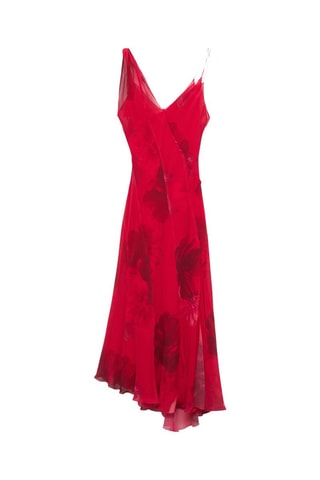 Robe asymétrique florale - Rouge