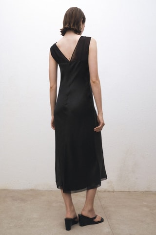 Robe satinée combinée - Noir