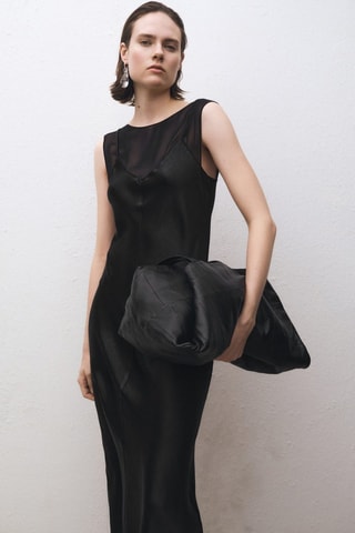 Robe satinée combinée - Noir