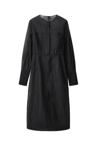 Robe midi semi-transparente en soie mélangée - Noir