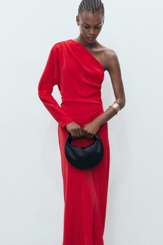 Robe asymétrique drapée - Rouge