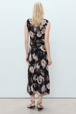 Robe drapée avec imprimé fleuri - Marron