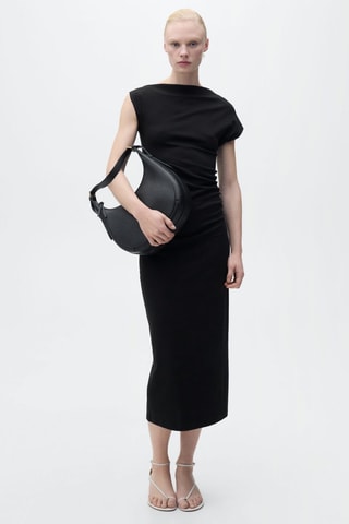 Robe midi drapée - Noir