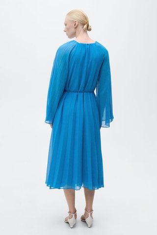 Robe plissée manches cloche - Bleu