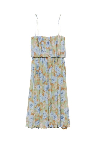 Robe à fleurs taille froncée - Vert menthe