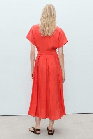 Robe midi évasée ceinture - Rouge
