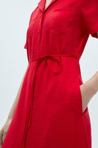 Robe chemisier poches - Rouge