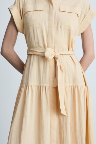 Robe chemise détail noeud - Ecru