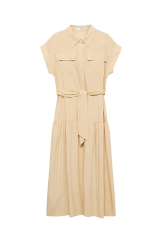 Robe chemise détail noeud - Ecru