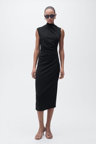 Robe midi drapée - Noir