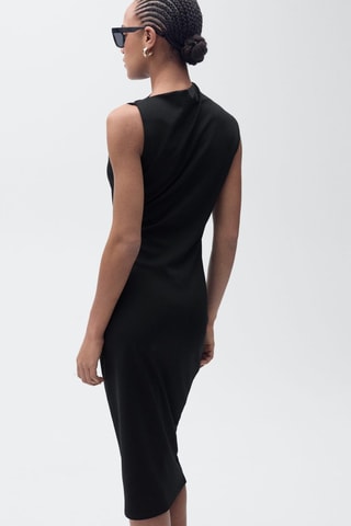 Robe midi drapée - Noir