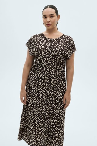 Robe imprimé animal avec finitions effilochées - Noir