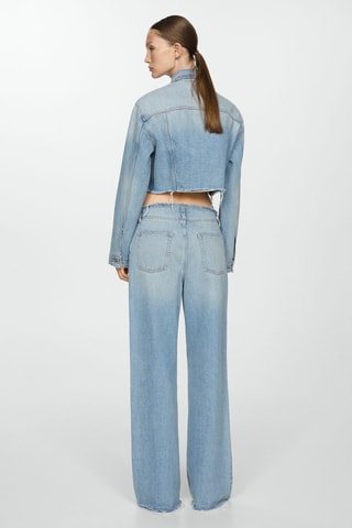 Blouson en jean bas effiloché - Bleu