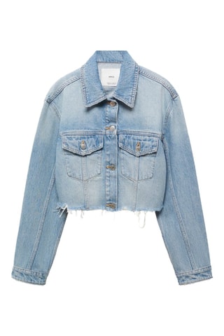 Blouson en jean bas effiloché - Bleu