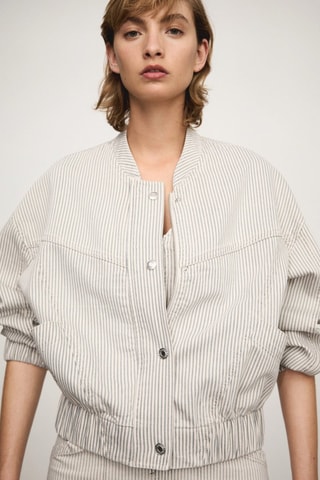 Blouson en jean rayures - Beige