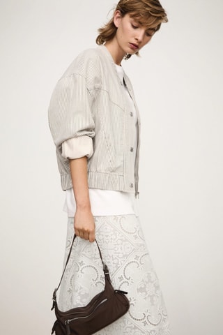 Blouson en jean rayures - Beige