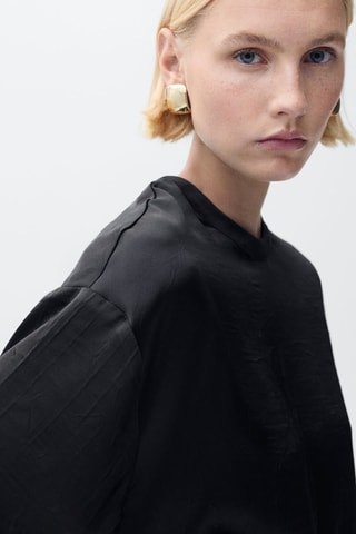 Chemisier satin ceinture - Noir