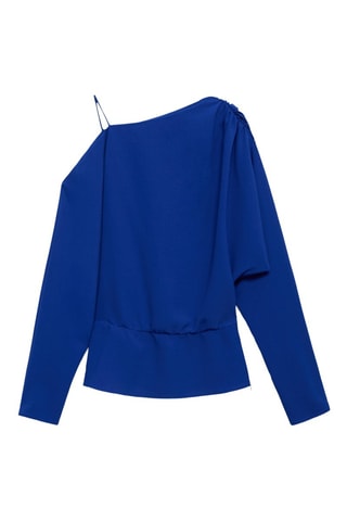 Asymmetrische Geplooide Blouse - Felblauw