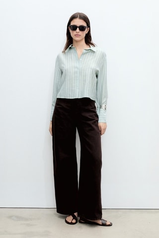 Gestreepte Crop Blouse - Groen