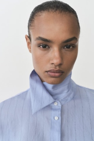 Chemise imprimée rayures - Bleu