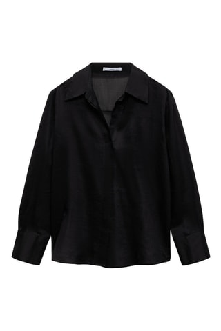 Chemise ramie boutons dissimulés - Noir