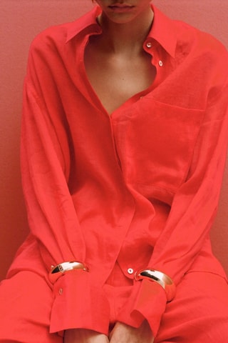 Chemise ramie avec poches - Rouge