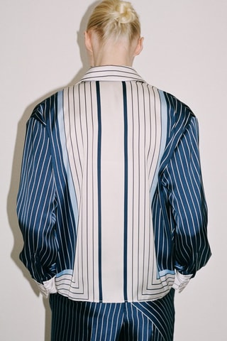 Chemise satinée rayures combinées - Bleu