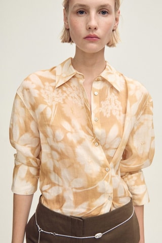 Chemise en ramie fermeture multiposition - Moutarde