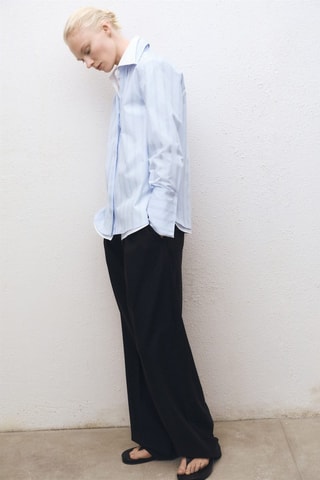 Chemise regular-fit coton rayures - Bleu ciel