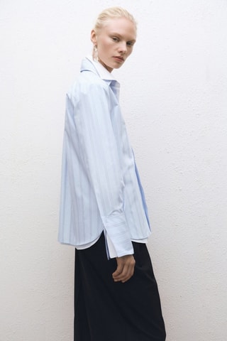 Chemise regular-fit coton rayures - Bleu ciel