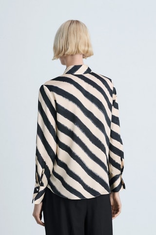 Chemise satinée imprimée - Gris