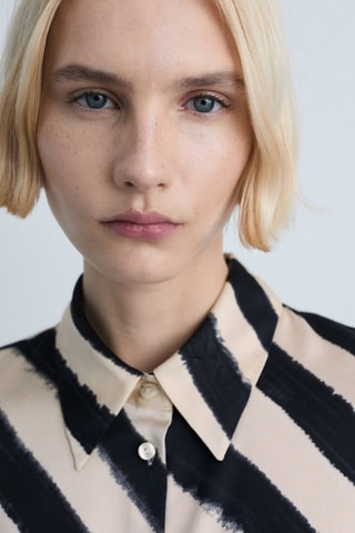 Chemise satinée imprimée - Gris