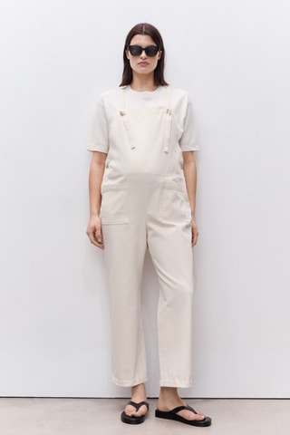 Salopette de grossesse en jean - Ecru