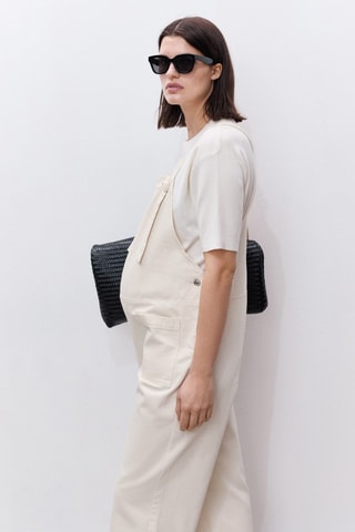 Salopette de grossesse en jean - Ecru