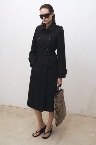 Trench coton double boutonnage - Noir