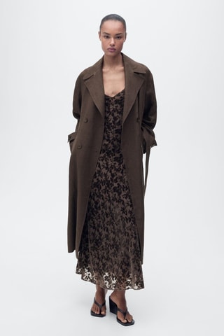 Trench lin double boutonnage - Marron