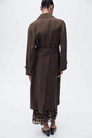 Trench lin double boutonnage - Marron