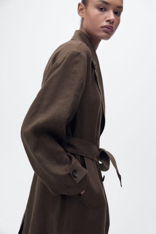 Trench lin double boutonnage - Marron