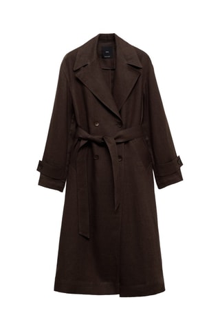 Trench lin double boutonnage - Marron